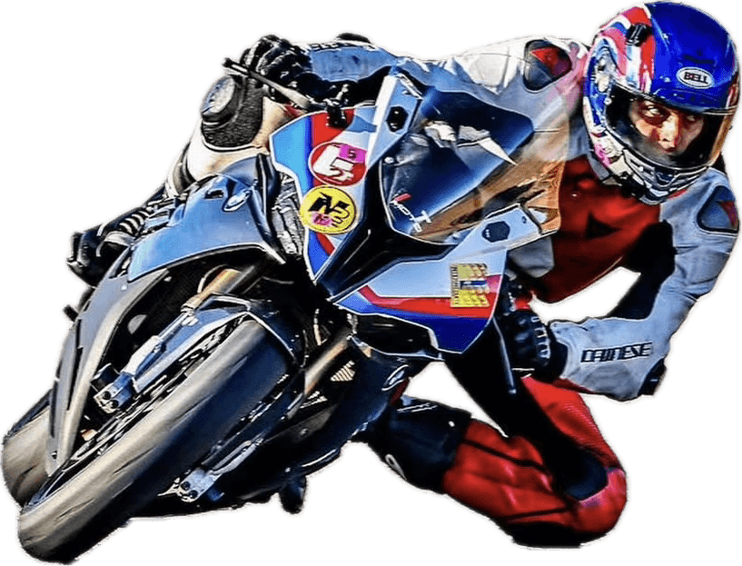 Adam Siwiec leaning a sport bike into a corner on track